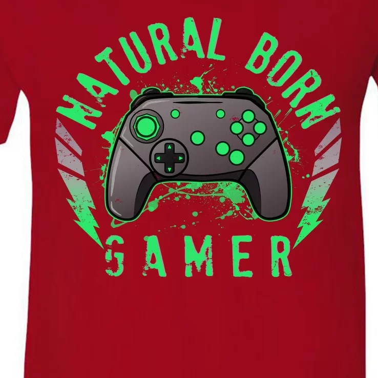 Cool Natural Born Gamer V-Neck T-Shirt