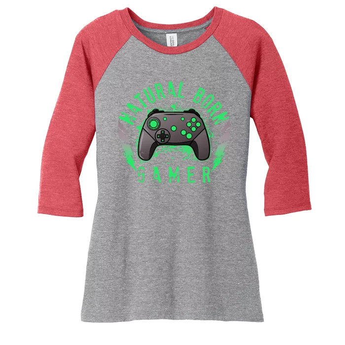 Cool Natural Born Gamer Women's Tri-Blend 3/4-Sleeve Raglan Shirt