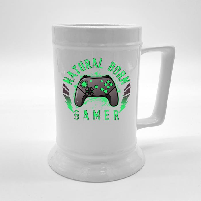 Cool Natural Born Gamer Front & Back Beer Stein