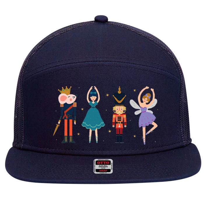 Christmas Nutcracker Ballet Nutcracker 7 Panel Mesh Trucker Snapback Hat