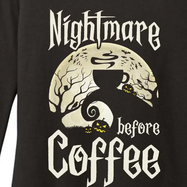 Cute Nightmare Before Coffee Halloween Funny Mug Gift Womens CVC Long Sleeve Shirt