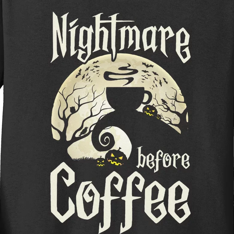 Cute Nightmare Before Coffee Halloween Funny Mug Gift Kids Long Sleeve Shirt