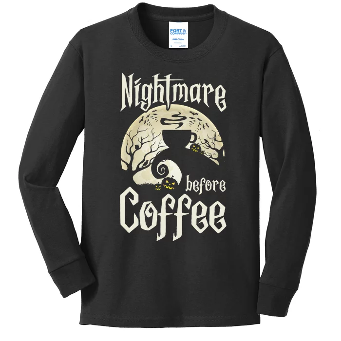 Cute Nightmare Before Coffee Halloween Funny Mug Gift Kids Long Sleeve Shirt