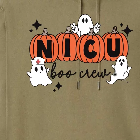 Cute Nicu Boo Crew Spooky Nurse Halloween Cute Ghost Pumpkin Premium Hoodie