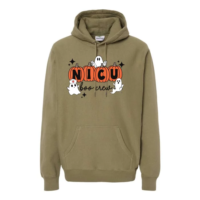 Cute Nicu Boo Crew Spooky Nurse Halloween Cute Ghost Pumpkin Premium Hoodie