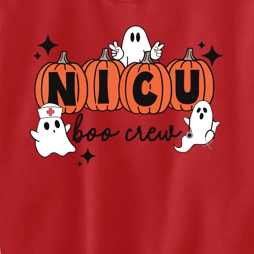 Cute Nicu Boo Crew Spooky Nurse Halloween Cute Ghost Pumpkin Kids Sweatshirt