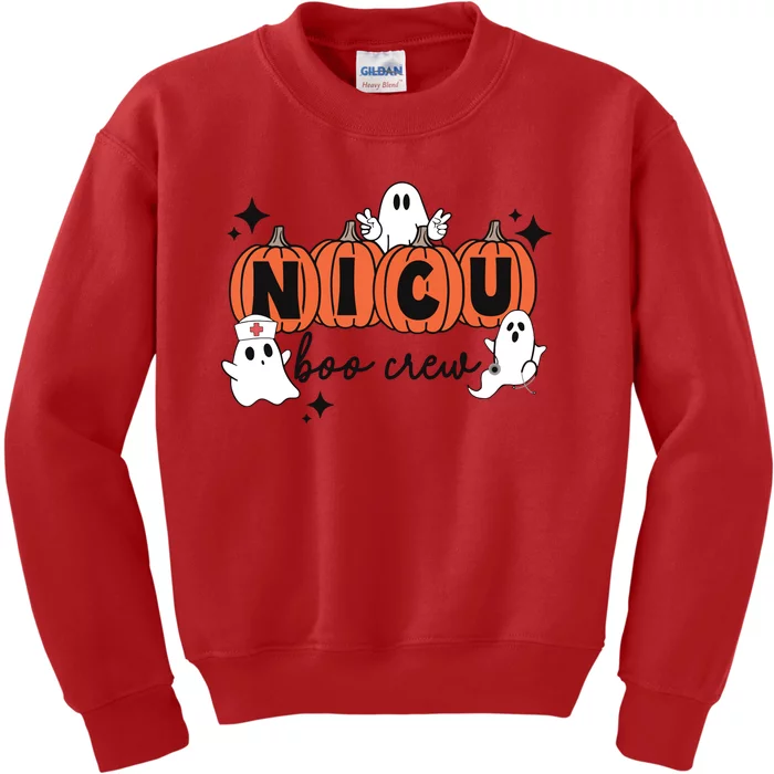 Cute Nicu Boo Crew Spooky Nurse Halloween Cute Ghost Pumpkin Kids Sweatshirt