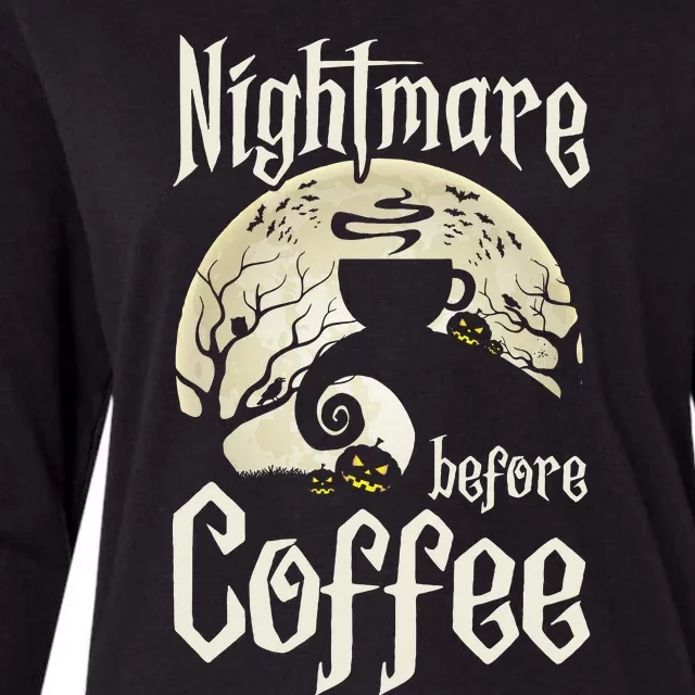 Cute Nightmare Before Coffee Halloween Funny Mug Gift Womens Cotton Relaxed Long Sleeve T-Shirt