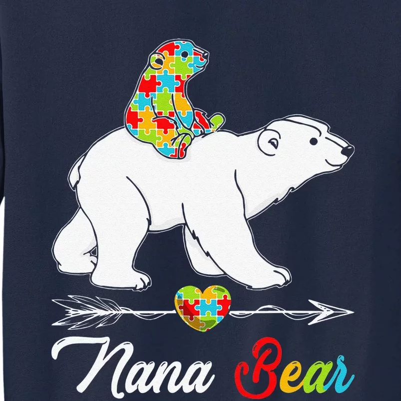 Cute Nana Bear Autism Awareness Autistic Family Lover Tall Sweatshirt