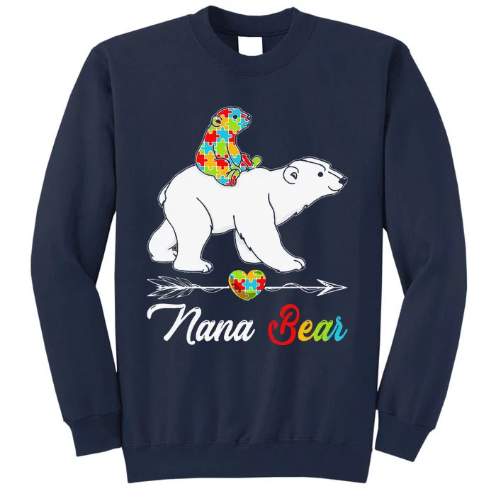 Cute Nana Bear Autism Awareness Autistic Family Lover Tall Sweatshirt