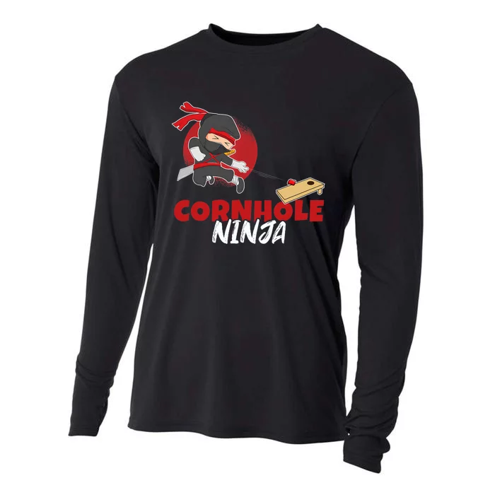 Cornhole Ninja Boy Cornhole Cooling Performance Long Sleeve Crew