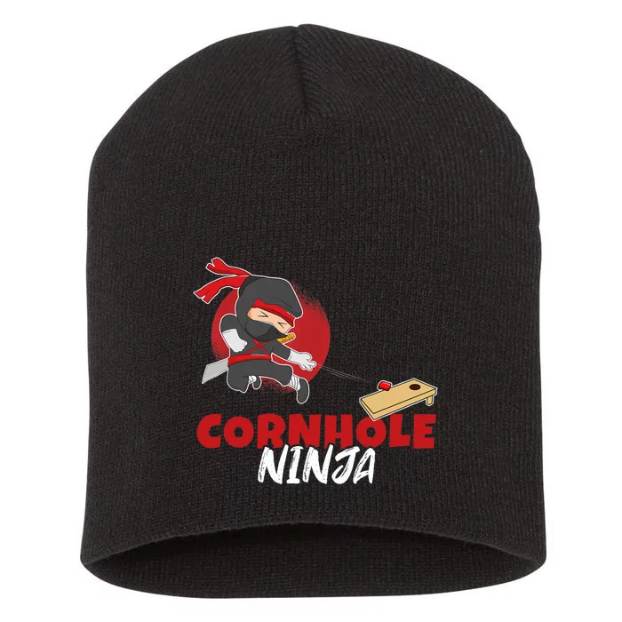 Cornhole Ninja Boy Cornhole Short Acrylic Beanie