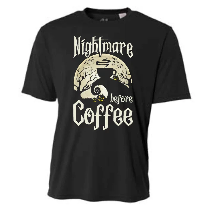 Cute Nightmare Before Coffee Halloween Cooling Performance Crew T-Shirt