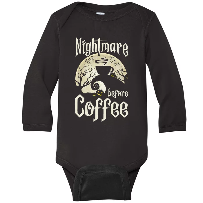 Cute Nightmare Before Coffee Halloween Baby Long Sleeve Bodysuit