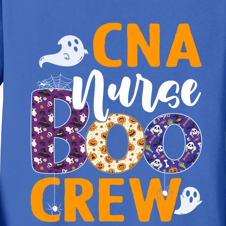 Cna Nurse Boo Crew Scary Nurse Halloween Ghost Spider Funny Gift Kids Long Sleeve Shirt