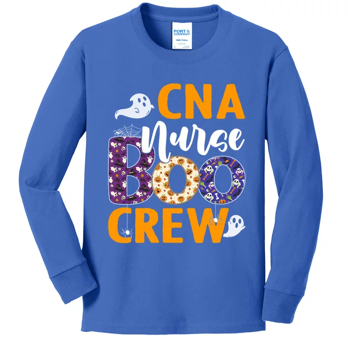 Cna Nurse Boo Crew Scary Nurse Halloween Ghost Spider Funny Gift Kids Long Sleeve Shirt