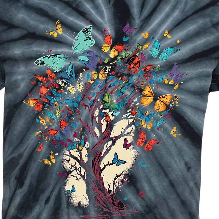 Cute Nature Butterfly Tree Kids Tie-Dye T-Shirt