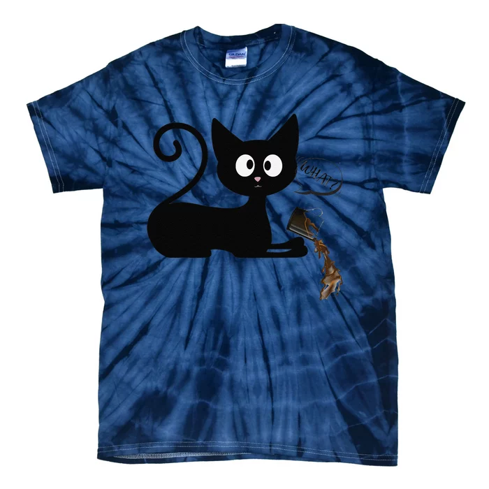 Cool Naughty Black Cat What Dropped A Cup Of Coffee Tie-Dye T-Shirt