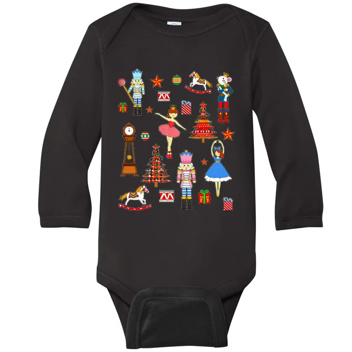 Christmas Nutcracker Ballet Xmas Pjs For Baby Long Sleeve Bodysuit