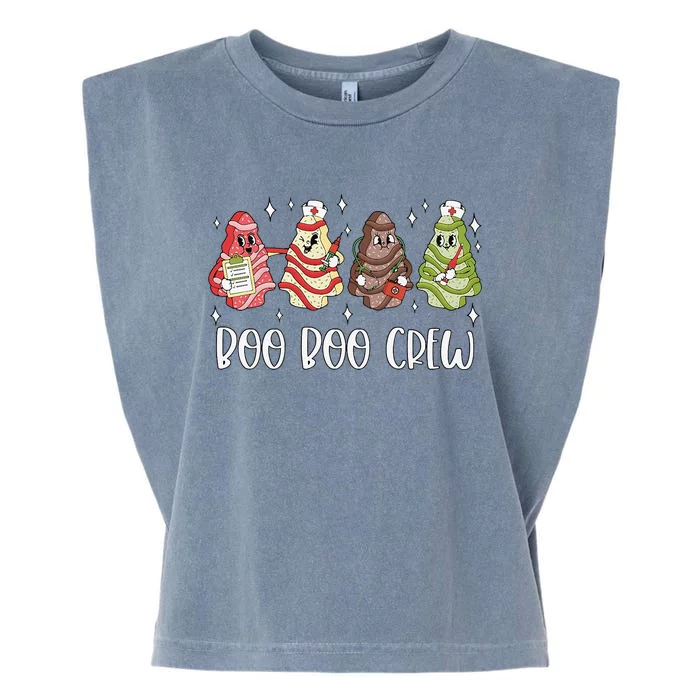 Christmas Nurse Boo Boo Crew Tree Cake Xmas Nursing Garment-Dyed Women's Muscle Tee