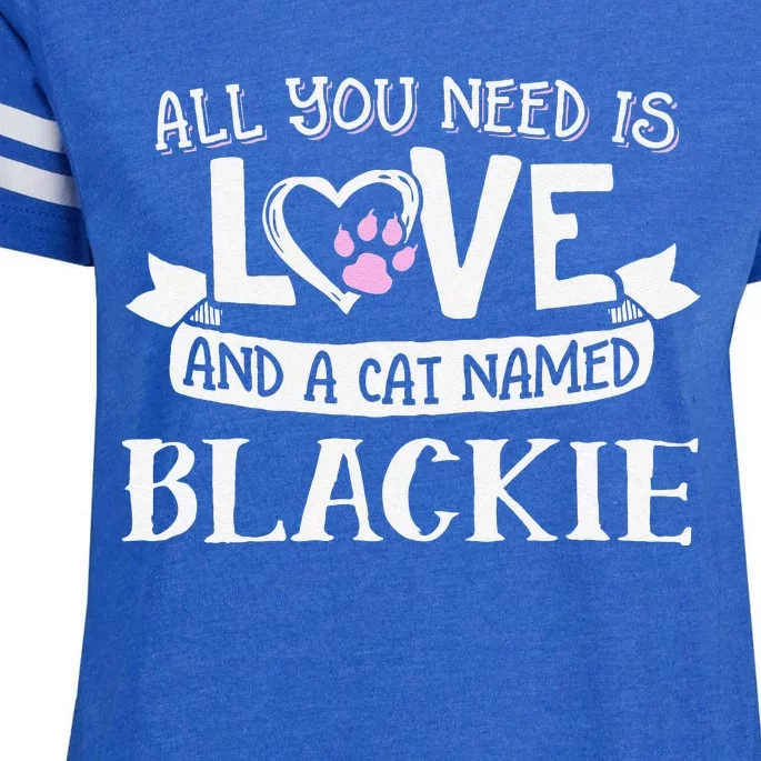 Cat Name Blackie All You Need Is Love! Enza Ladies Jersey Football T-Shirt