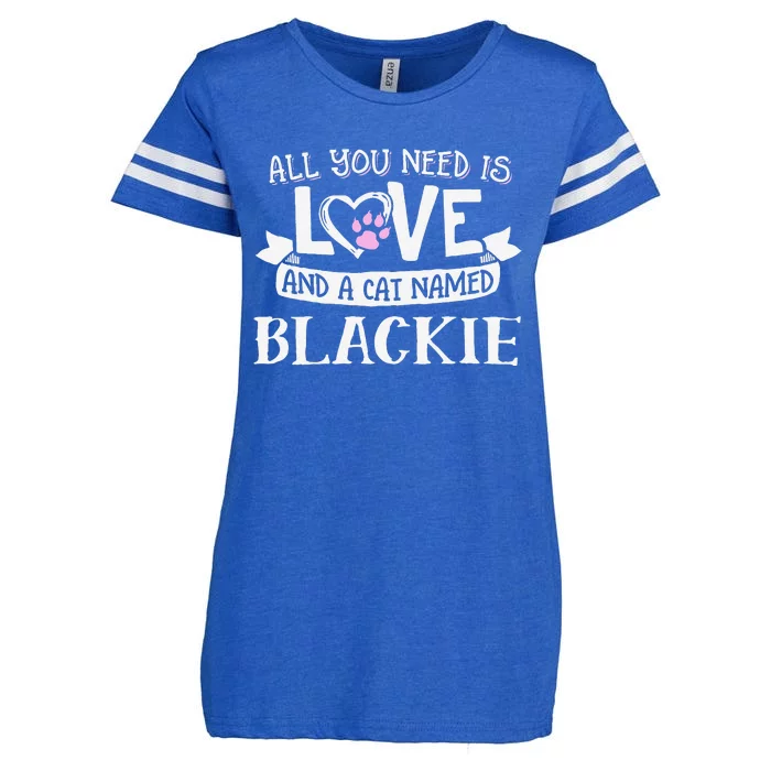 Cat Name Blackie All You Need Is Love! Enza Ladies Jersey Football T-Shirt