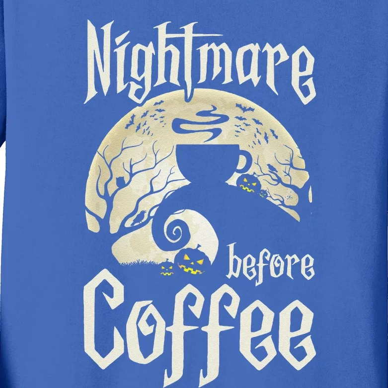 Cute Nightmare Before Coffee Halloween Funny Mug Gift Kids Long Sleeve Shirt