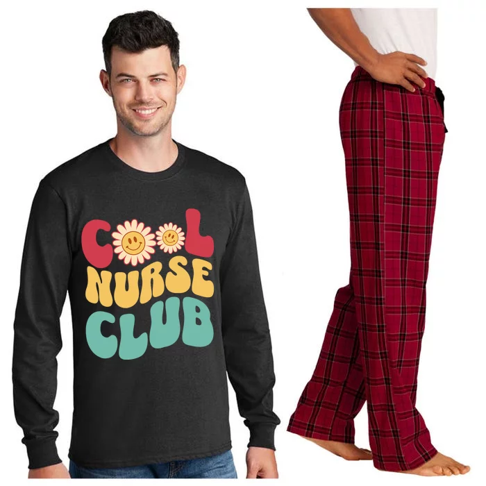 Cool Nurse Club Registered Nurse Student Groovy Retro Rn Gift Long Sleeve Pajama Set