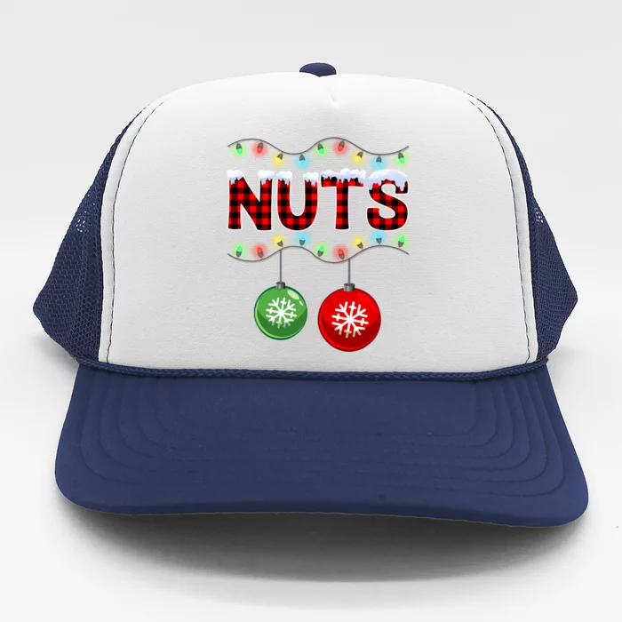 Chest Nuts Christmas Lights Matching Couple Chestnuts Xmas Funny Gift Trucker Hat