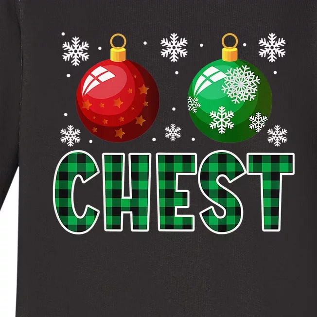 Chest Nuts Christmas  Matching Couple Chestnuts Funny Baby Long Sleeve Bodysuit