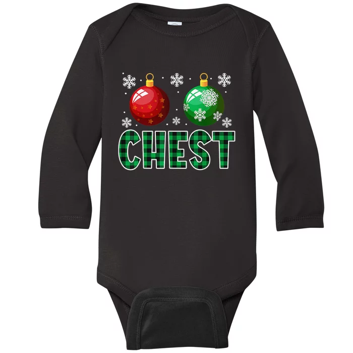 Chest Nuts Christmas  Matching Couple Chestnuts Funny Baby Long Sleeve Bodysuit