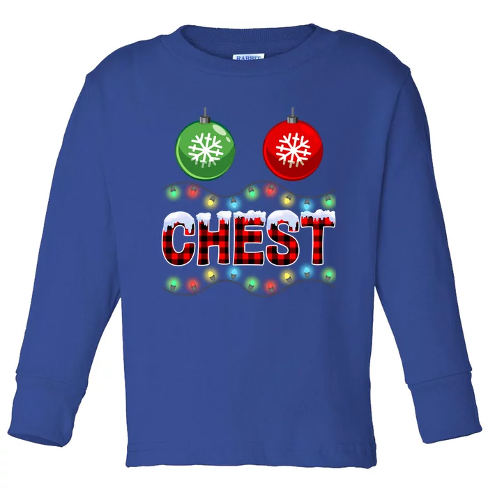 Chest Nuts Christmas Lights Xmas Matching Couple Chestnuts Cute Gift Toddler Long Sleeve Shirt