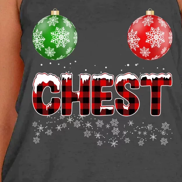 Chest Nuts Christmas Matching Couple Chestnuts Women's Knotted Racerback Tank