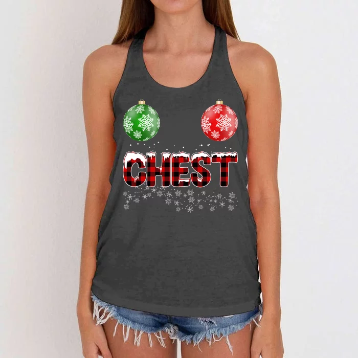 Chest Nuts Christmas Matching Couple Chestnuts Women's Knotted Racerback Tank