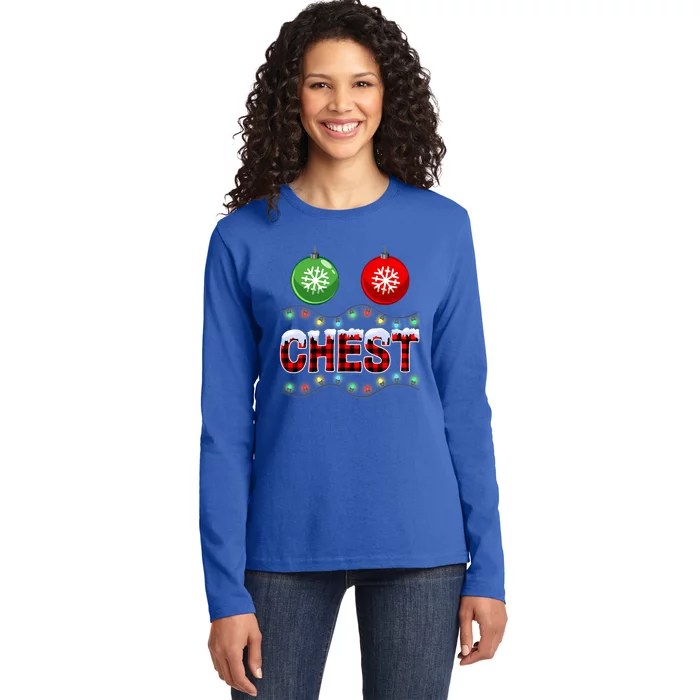 Chest Nuts Christmas Lights Xmas Matching Couple Chestnuts Cute Gift Ladies Long Sleeve Shirt