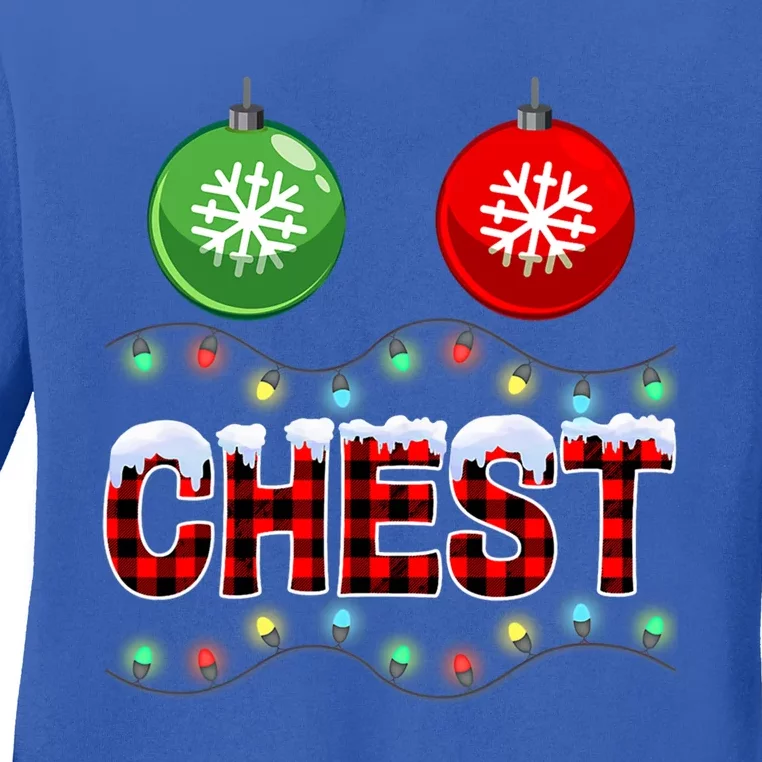 Chest Nuts Christmas Lights Xmas Matching Couple Chestnuts Cute Gift Ladies Long Sleeve Shirt