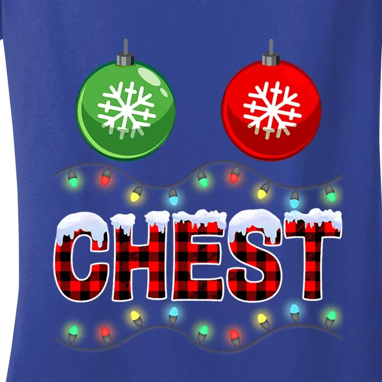 Chest Nuts Christmas Lights Xmas Matching Couple Chestnuts Cute Gift Women's V-Neck T-Shirt