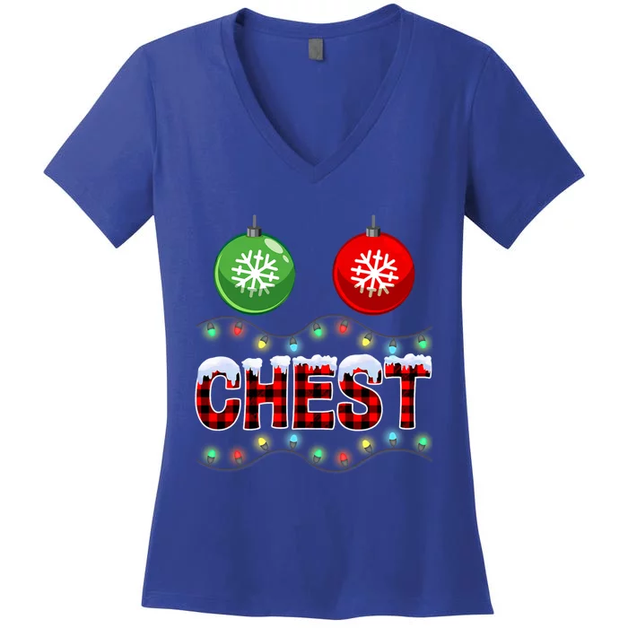 Chest Nuts Christmas Lights Xmas Matching Couple Chestnuts Cute Gift Women's V-Neck T-Shirt