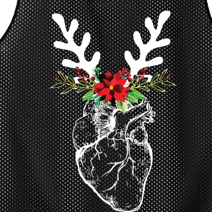 Cardiac Nurse Christmas Heart Anatomy Reindeer Mesh Reversible Basketball Jersey Tank