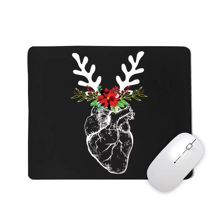 Cardiac Nurse Christmas Heart Anatomy Reindeer Mousepad