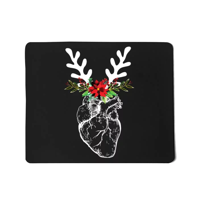 Cardiac Nurse Christmas Heart Anatomy Reindeer Mousepad