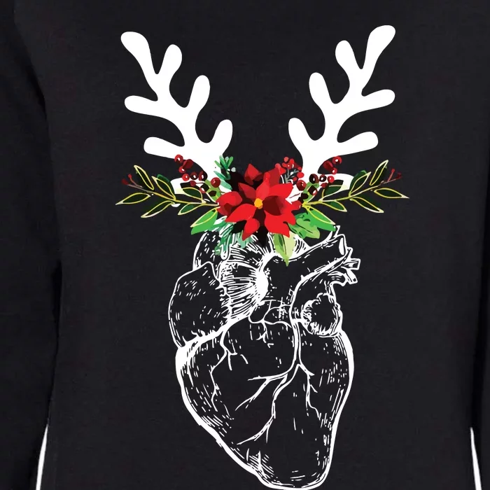 Cardiac Nurse Christmas Heart Anatomy Reindeer Womens California Wash Sweatshirt