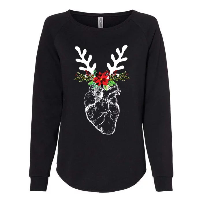 Cardiac Nurse Christmas Heart Anatomy Reindeer Womens California Wash Sweatshirt