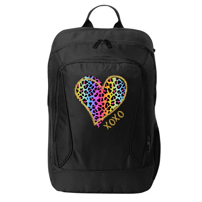 Colorful Neon Cheetah Print Heart Xoxo City Backpack