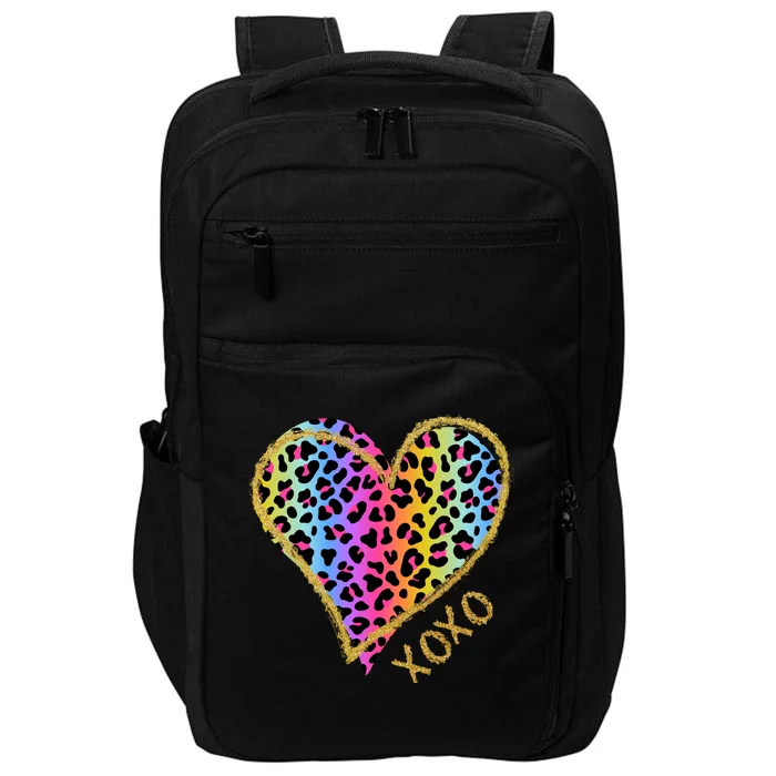 Colorful Neon Cheetah Print Heart Xoxo Impact Tech Backpack