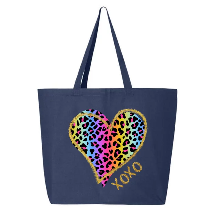 Colorful Neon Cheetah Print Heart Xoxo 25L Jumbo Tote