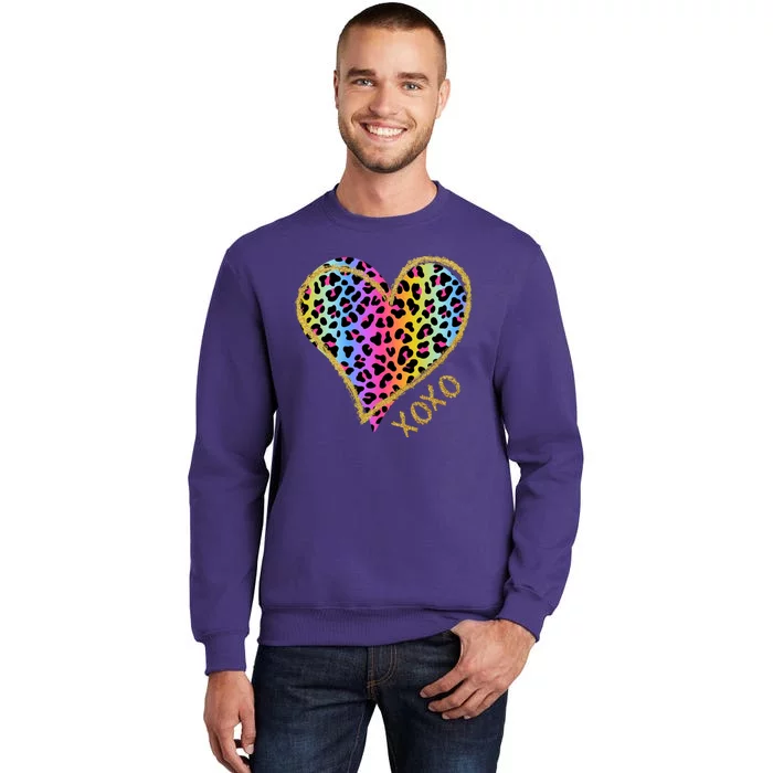 Colorful Neon Cheetah Print Heart Xoxo Sweatshirt