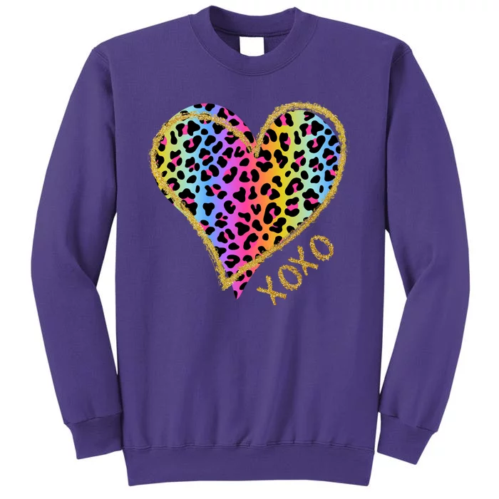 Colorful Neon Cheetah Print Heart Xoxo Sweatshirt