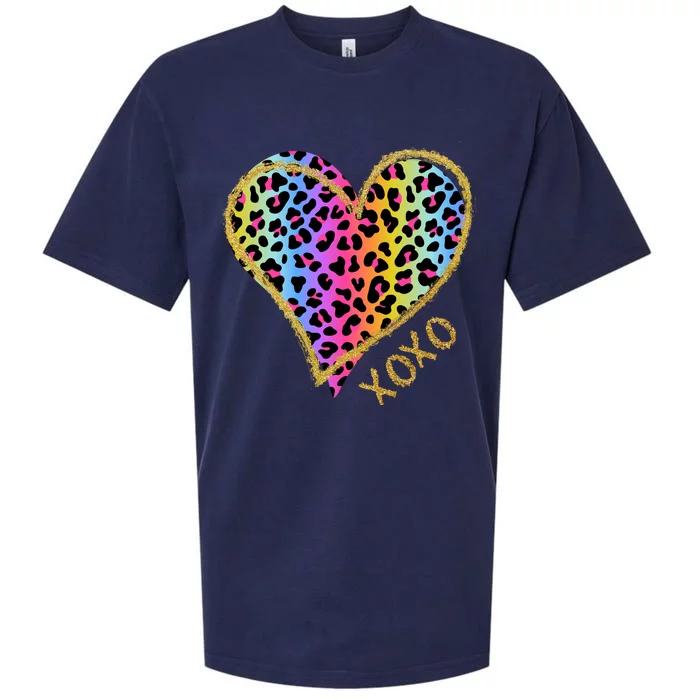 Colorful Neon Cheetah Print Heart Xoxo Sueded Cloud Jersey T-Shirt