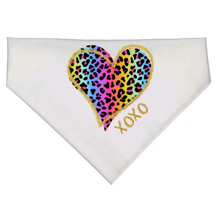 Colorful Neon Cheetah Print Heart Xoxo USA-Made Doggie Bandana